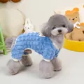 Blauer Hunde-Jumpsuit aus Fleece mit Waffelstruktur und weichen Rippbündchen - S / Blau
