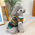 Detalle de chaleco de forro polar para mascotas con estilo nórdico y patrones geométricos - S / Naranja