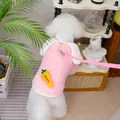 Pink plush pet vest with 3D carrot decoration and fleece details for small dogs - S / Pink