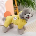Macro view of a yellow pet hoodie with BERA bear embroidery and functional drawstring - S / Khaki