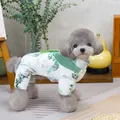 Detail van Chinese stijl huisdierjas met bamboe print en elegante groene kwastjes - S / Groen