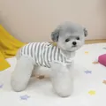 Gros plan sur un gilet rayé pour animaux avec étiquette Lucky sur un caniche - S / Gris