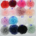 Stereoscopic lace silk rose handmade fabric brooch flower pins in 16 vibrant colors - Brooch Hair Clip Dual Use Style / Mixed Colors