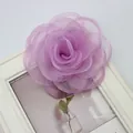 Detail of a 10cm lavender organza rose flower for DIY crafts and hair accessories - Brooch Hair Clip Dual Use Style / Lavender
