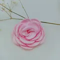 Pink handmade satin camellia flower accessory with layered petals for hair styling - Pink