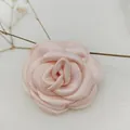 Light pink camellia fabric flower with layered petals for fashion hair accessories - Snow Bud Rice