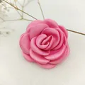 Pink handmade satin camellia flower accessory with layered petals for hair and brooches - Deep Pink