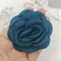 Dark teal fabric camellia flower accessory with silk satin texture for hair and brooches - Dark Green