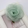 Elegante spilla a rosa in organza verde chiaro da 10 cm con strati di pizzo fatti a mano - Stile Doppio Uso Spilla Fermaglio per Capelli / Verde