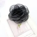 Fiore 3D in organza nera per accessori fai-da-te per scarpe e capelli - Stile Doppio Uso Spilla Fermaglio per Capelli / Nero