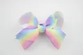 Detail of colorful rainbow gradient hair bow made from textured grosgrain ribbon fabric - Multicolor 2
