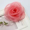 Spilla rosa in pizzo e tulle a forma di rosa con petali stratificati eleganti - Stile Doppio Uso Spilla Fermaglio per Capelli / Rosso Anguria