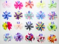 Set of 20 colorful wave print and rainbow grosgrain ribbon bow hair clips for girls - Assorted Colors