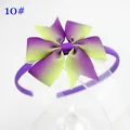 Détail d'un serre-tête avec gros nœud arc-en-ciel dégradé de 8cm pour filles - Violet et Jaune (10#)