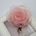 Rosa in organza rosa con petali multistrato per decorazioni artigianali fai-da-te - Stile Doppio Uso Spilla Fermaglio per Capelli / Rosa