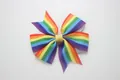 Handmade rainbow striped grosgrain ribbon hair bow clip for girls in vibrant colors - Flat Pad / Rainbow