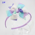 Serre-tête pour fille avec nœud en gros-grain dégradé arc-en-ciel pastel - Violet Clair Géométrique (2#)