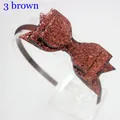 Glittery dark brown double-layer bow headband for girls, sparkly party hair accessory - Coffee