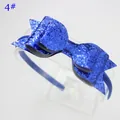 Sparkly royal blue sequin glitter double bow headband for girls and parties - Royal Blue