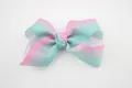 Rainbow gradient grosgrain ribbon bow clip in sweet pink and mint green shades - Green + Rose Red