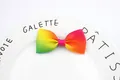 Regenboog haarklem van grosgrain lint met ribbeltextuur op een wit decoratief bord - 5-Roze Geel Groen Gradiënt