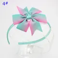 Serre-tête avec nœud arc-en-ciel de 8cm en ruban gros-grain menthe et rose pour filles - Vert Foncé Rose Rouge (4#)