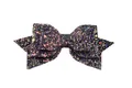 Détail d'un nœud à cheveux noir pailleté de 5 pouces avec sequins colorés et clip Y - Barrette / Noir Marine