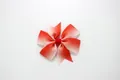 Rainbow gradient grosgrain ribbon hair bow clip in vibrant red and white shades - Red