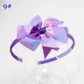 Serre-tête pour fille avec nœud de 8cm à motif géométrique violet dégradé - Violet Foncé Géométrique (9#)