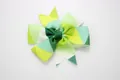Green geometric pattern grosgrain ribbon hair bow clip with multi-layered design - Triangle Green