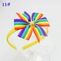 Serre-tête jaune pour filles avec un nœud arc-en-ciel en ruban gros-grain de 8cm - Arc-en-Ciel (11#)