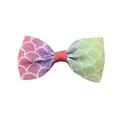 Glittery mermaid scale gradient hair bow clip with pink and green fish scale pattern - Rainbow Scale Pattern (2)