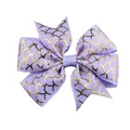 Lavender grosgrain bow accessory with shiny golden metallic fish scale pattern print - Light Purple