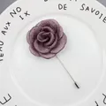 Elegant deep purple rose fabric brooch with long silver stick pin for suits - Dust Rose