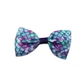 Double layered glitter bow hair clip with mermaid scale pattern in purple and blue - Blue Purple Gradient Scale (3)