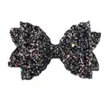 Detalle de una pinza para el pelo con lazo de lentejuelas negras brillantes de 9 cm - Negro