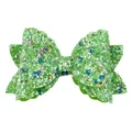 Detalle de lazo de doble capa con lentejuelas verde brillante de 9 cm para manualidades DIY - Verde