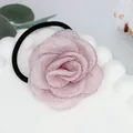 Rosafarbener Haargummi mit Stoff-Kamelie und elastischem Band für Damen und Mädchen - Lila Rosa
