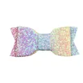 Chic iridescent sequin bow hair clip for girls with a vibrant pastel gradient finish - No.7 Gradient Pink