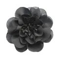 Fermaglio per capelli a camelia nera in chiffon 3D per bambine con petali stratificati - Nero