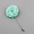Classic mint green fabric flower lapel pin with gold metallic thread and silver needle - Light Green