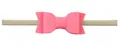 Detail of pink faux leather bow on soft nylon headband for newborn babies - Watermelon Red