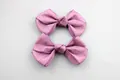 Lot de deux barrettes à nœud violet à carreaux pour bébé en tissu à côtes - Vieux Rose