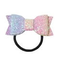 Élastique à cheveux avec nœud à paillettes dégradé violet jaune et rose brillant - Dégradé Rose Violet