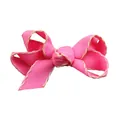Pink grosgrain ribbon bow with gold braided edge for girls' hair accessories and DIY crafts - Rose Red