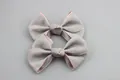 7cm light grey plaid ribbon bow with double-layered design for DIY sewing and hair accessories - Gray