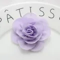 Detail of 6cm purple chiffon fabric flower with double layers and pearl center - Light Purple