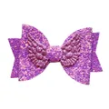 Sparkly purple sequin bow hair accessory with pink glitter angel wings for girls - Purple