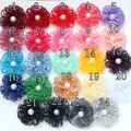 24-piece set of handmade fabric flower brooches with pearls in various vibrant colors - Mixed Colors