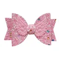 Pink glitter bow hair accessory with angel wings and colorful crystal rhinestones - Pink